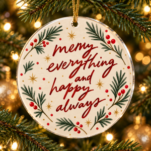 Glob de Crăciun din plexiglas – Merry Everything – coroniță festivă