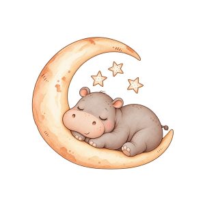 Hipopotam adormit – sticker perete reaplicabil