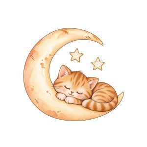 Pisicuță adormită – sticker perete reaplicabil