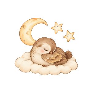 Vrăbiuță adormită – sticker perete reaplicabil
